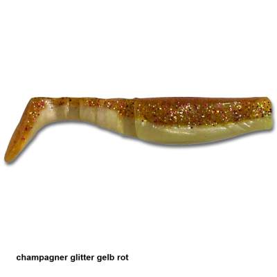 Angel Domäne Gummifische Action Shads 8,5cm 4er Pack champagner glitter gelb 8,5cm - champagner glitter gelb - 4Stück