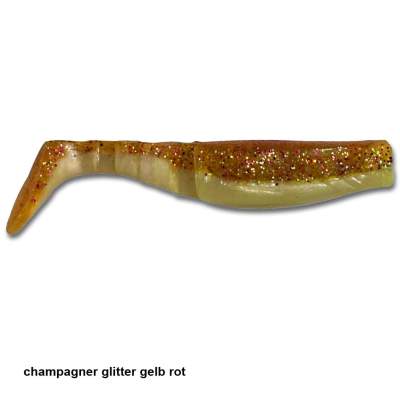 Angel Domäne Gummifische Action Shads 8,5cm 4er Pack champagner glitter gelb, - 8,5cm - champagner glitter gelb - 4Stück