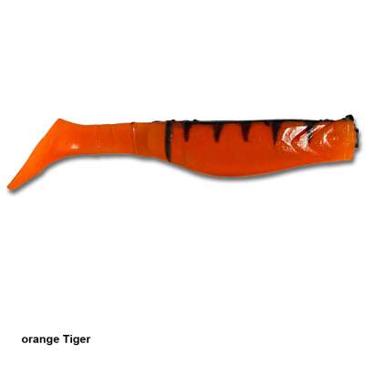 Angel Domäne Gummifische Action Shads 8,5cm 4er Pack orange Tiger, - 8,5cm - orange Tiger - 4Stück