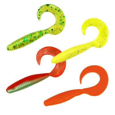 Angel Domäne Action Twister 4cm 10er Pack grün/glitter, 4cm - grün/glitter - 10Stück