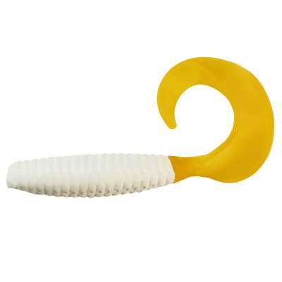 Angel Domäne Action Twister 6cm 8er Pack weiß/gelber Schwanz 6cm - weiß/gelber Schwanz - 8Stück