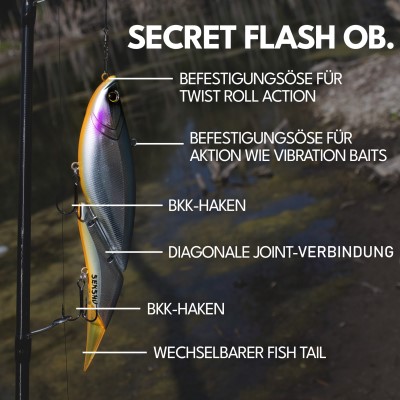 Senshu Van Gogh Swimbait, 16cm - Secret Flash OB - UV Tail