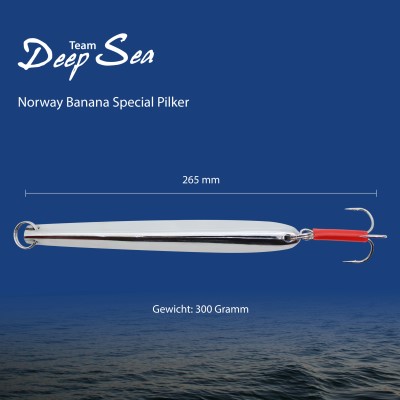 Team Deep Sea Norway Banana Special Pilker - Lead Free, 300g - Silber - 1 Stück