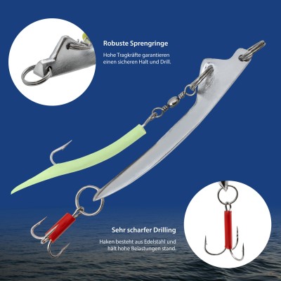 Team Deep Sea Norway Bomb Special Pilker - Lead Free 100g - Chrom/Luminous Makk - 1 Stück