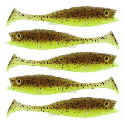 LMAB KØFI (KÖFI) Perch Shad, 7cm - Green Pumpkin Chartreuses - 3g - 5 Stück