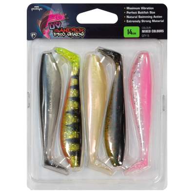 Fox Rage Zander Pro Shad UV Mixed Colour Pack, 14cm - mix - 5Stück