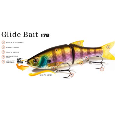 Molix Glide Bait 178 Swimbait 17,80cm - Dark Gill Orange Belly