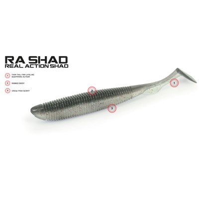 Molix RA Shad Gummifisch 9,65cm - UV Orange Tail