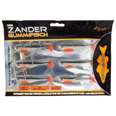 Roy Fishers Der Zander Gummifisch 8cm - Hot Natural - 6g - 6 Stück