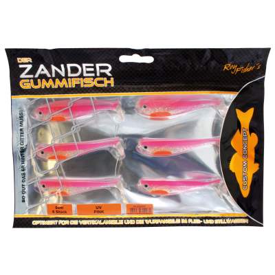 Roy Fishers Der Zander Gummifisch 8cm - UV Pink - 6g - 6 Stück