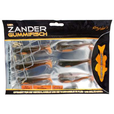 Roy Fishers Der Zander Gummifisch 8cm - UV Motoroil - 6g - 6 Stück