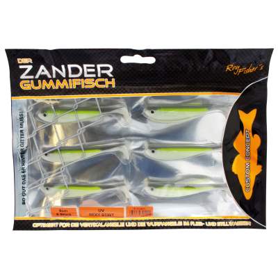 Roy Fishers Der Zander Gummifisch, 8cm - UV Sexy Stint - 6g - 6 Stück