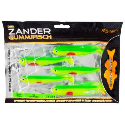 Roy Fishers Der Zander Gummifisch, 12cm - UV Firetiger - 10g - 5 Stück