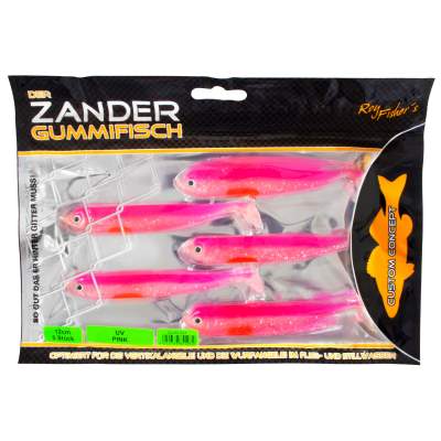 Roy Fishers Der Zander Gummifisch, 12cm - UV Pink - 10g - 5 Stück