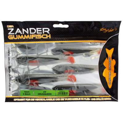 Roy Fishers Der Zander Gummifisch 12cm - UV Drugqueen - 10g - 5 Stück