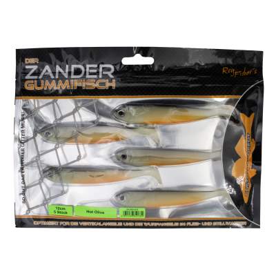 Roy Fishers Der Zander Gummifisch 12cm - UV Hot Olive - 10g - 5 Stück