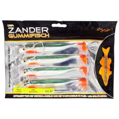 Roy Fishers Der Zander Gummifisch, 15cm - Hot Natural - 15g - 4 Stück