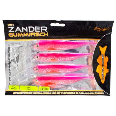 Roy Fishers Der Zander Gummifisch, 15cm - UV Pink - 15g - 4 Stück