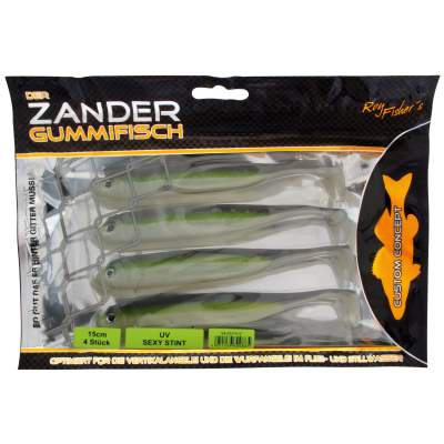 Roy Fishers Der Zander Gummifisch, 15cm - UV Sexy Stint - 15g - 4 Stück