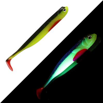 Roy Fishers Der Zander Gummifisch, 12cm - UV Captain Kiwi - 10g - 5 Stück