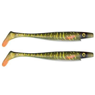 Strike Pro Pig Shad Tournament Gummifisch 18cm - Green Motoroil Pike UV - 30g - 2 Stück