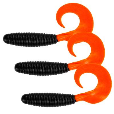 Angel Domäne Dorsch Mega Twister schwarz/orange 10cm 10cm - schwarz/orange- 3Stück