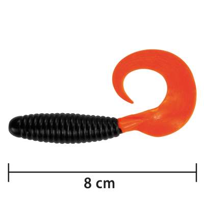 Angel Domäne Dorsch Mega Twister schwarz/orange 10cm, - 10cm - schwarz/orange- 3Stück