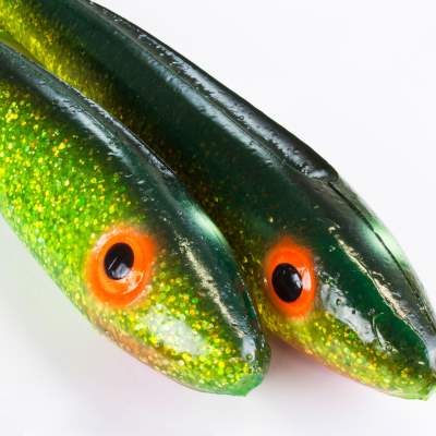 Svartzonker Sweden McRubber Gummifische 21cm C19 Black n Chartreuse Gummifische 85g - 2er Pack