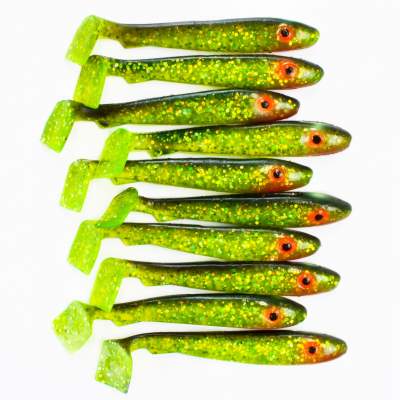 Svartzonker Sweden McRubber Bass 8cm 10er Pack C19 Black n Chartreuse, - Black n Chartreuse