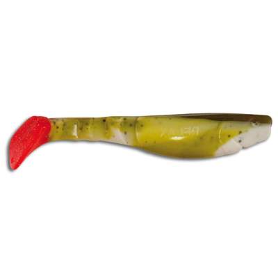 Relax Kopyto Classic Shad 4, 11,0cm, B188RT, - 6mm - 11cm - Spezialfarbe reinweiss- olivgrün- glitter- roter Schwanz - 1Stück