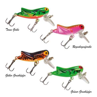 Roy Fishers Trout Hopper Wobbler, 4,5cm, 2,5g, Gelber Grashüpfer, schwimmend Gelber Grashüpfer - 4,5cm - 2,5g - 1Stück