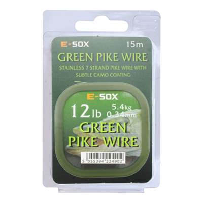 Drennan E-SOX Green Pike Wire Stahlvorfach, 15m, 5,44kg, 12lb, 0,34mm
