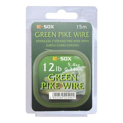 Drennan E-SOX Green Pike Wire Stahlvorfach 15m, 5,44kg, 12lb, 0,34mm