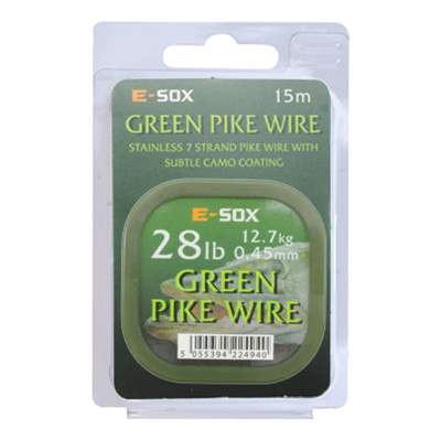 Drennan E-SOX Green Pike Wire Stahlvorfach 15m, 12,70kg, 28lb, 0,45mm