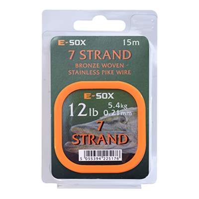 Drennan E-SOX 7-Strand Pike Wire Stahlvorfach, 15m, 5,44kg, 12lb, 0,22mm, bronze