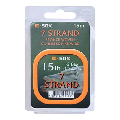 Drennan E-SOX 7-Strand Pike Wire Stahlvorfach 15m, 6,80kg, 15lb, 0,25mm, bronze