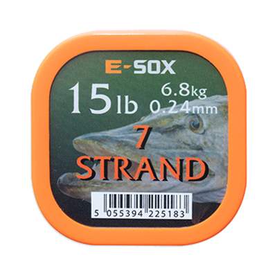 Drennan E-SOX 7-Strand Pike Wire Stahlvorfach, 15m, 6,80kg, 15lb, 0,25mm, bronze