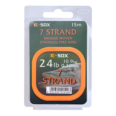 Drennan E-SOX 7-Strand Pike Wire Stahlvorfach, 15m, 10,90kg, 24lb, 0,31mm, bronze