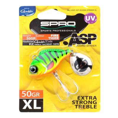 SPRO ASP Jiggin' Spinner UV XL 50g Firetiger, - 50g - Firetiger - 1Stück