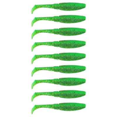 Gummifisch Paddel Pro Vibro 5g Farbe Green Glitter 7,50cm - Green Glitter - 5g - 9Stück