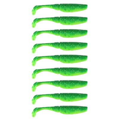 Gummifisch Paddel Pro Vibro 5g Farbe Green Glitter 8,00cm - Green Glitter - 5g - 9Stück