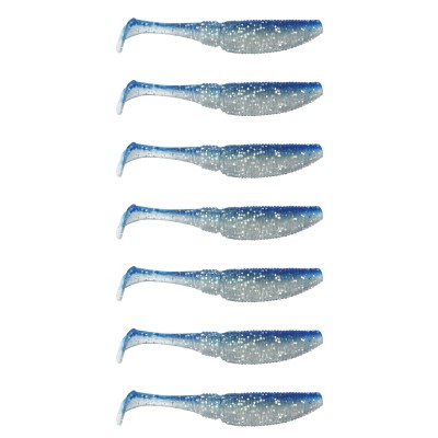 Gummifisch Paddel Pro Vibro 7g Farbe Clear Blue Silver Glitter, 10,00cm - Clear Blue Silver Glitter - 7g - 7Stück