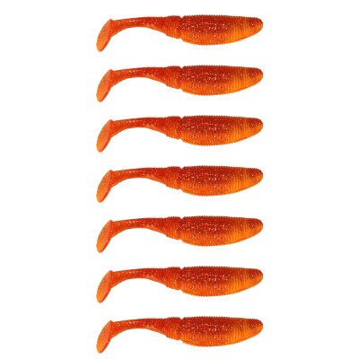 Gummifisch Paddel Pro Vibro 7g Farbe Red Orange Glitter, 10,00cm - Red Orange Glitter - 7g - 7Stück