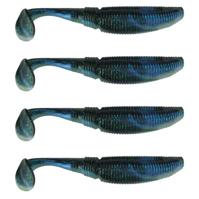 Gummifisch Paddel Pro Vibro 13g Farbe Blue Shine Black Back 12,00cm - Blue Shine Black Back - 13g - 4Stück