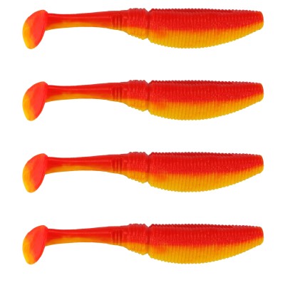 Gummifisch Paddel Pro Vibro 13g Farbe Yellow Red 12,00cm - Yellow Red - 13g - 4Stück