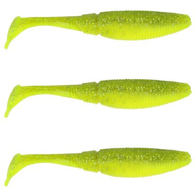 Gummifisch Paddel Pro Vibro 17g Farbe Neon Yellow Chartreuse Glitter Back 13,50cm - Neon Yellow Chartreuse Glitter Back - 17g - 3Stück