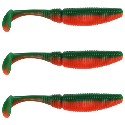 Gummifisch Paddel Pro Vibro 17g Farbe Orange Green Back 13,50cm - Orange Green Back - 17g - 3Stück