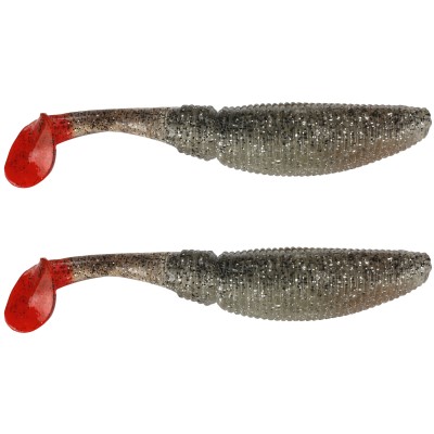 Gummifisch Paddel Pro Vibro 25g Farbe Clear Black Silver Glitter Red Tail 15,00cm - Clear Black Silver Glitter Red Tail - 25g - 2Stück