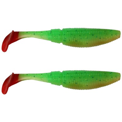 Gummifisch Paddel Pro Vibro 25g Farbe Clear Green Red Tail 15,00cm - Clear Green Red Tail - 25g - 2Stück