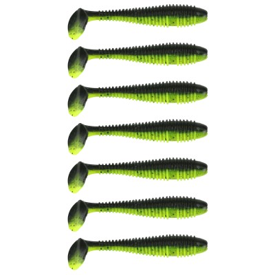 Gummifisch Canyonizer 9,5cm Chartreuse Black Back, 9,5cm - Chartreuse Black Back - 8g - 7Stück